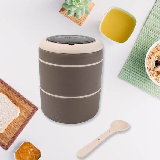 Wukusy Ganesh Smart Stack 2-layer stainless steel lunch box with airtight, leak-proof design, ideal for office, school, and picnic use.