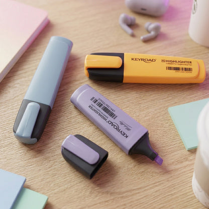 Set of three Wukusy highlighter marker pens with vibrant colors on a white background, showcasing the premium design and tip details.