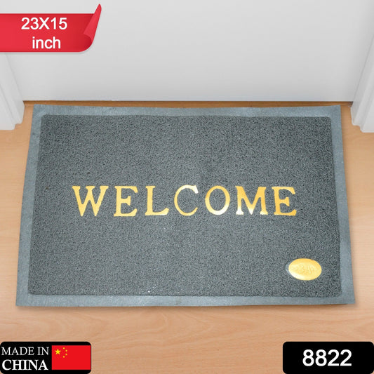 Wukusy 8822 welcome door mat for home entrance, waterproof, anti-slip, heavy-duty outdoor mat with easy cleaning, 23x15 inches
