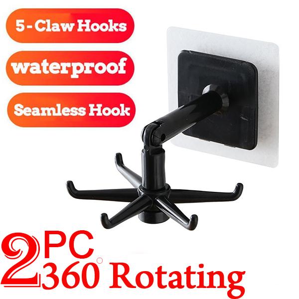 Pair of Wukusy 360° rotatable brown hanging hooks for home and kitchen organization, shown in a brown box.