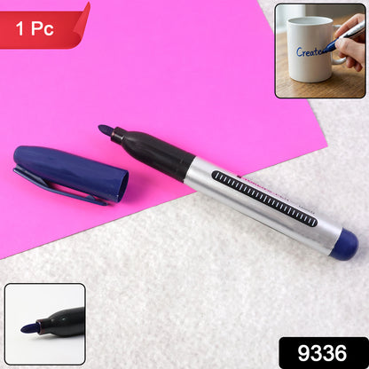 Wukusy premium blue permanent marker pen, 1-piece, with a slim black body and fine tip for precise writing and marking.