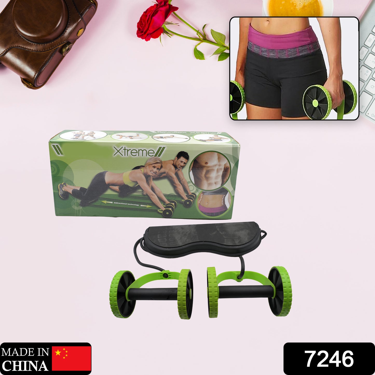 Wukusy Ab Builder resistance tube for core exercises, featuring handles and adjustable tension for home gym abdominal training.