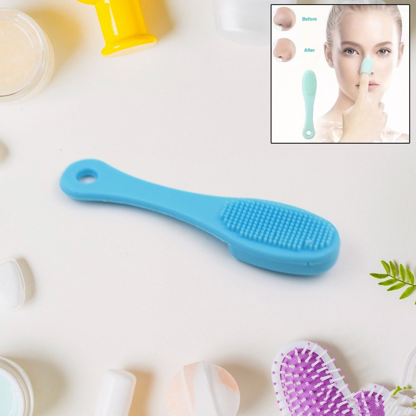 Wukusy silicone makeup cleaning finger tool with colorful face scrubber for facial cleansing and skincare.