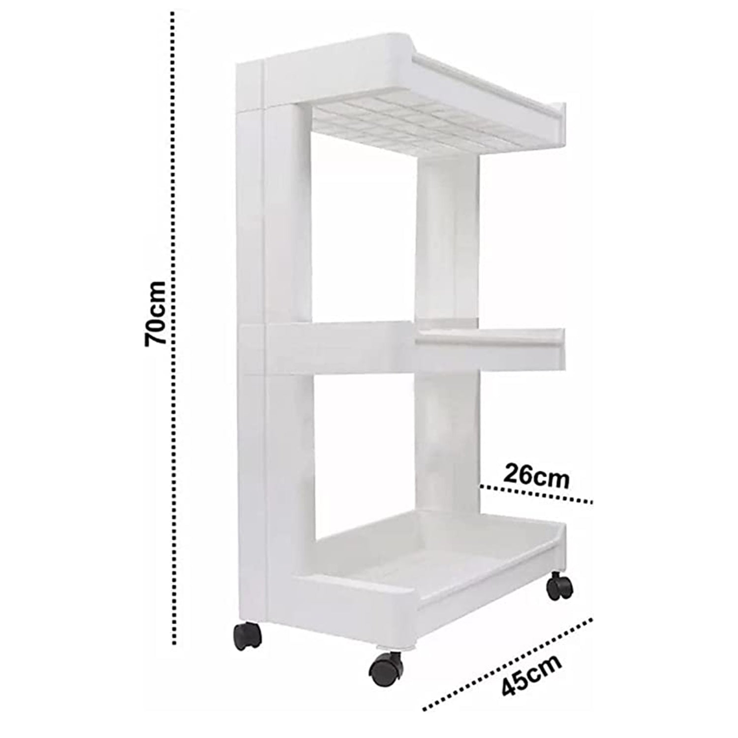 Wukusy 2326 plastic serving trolley with wheels, bar cart design, ideal for kitchen or living room serving and storage.