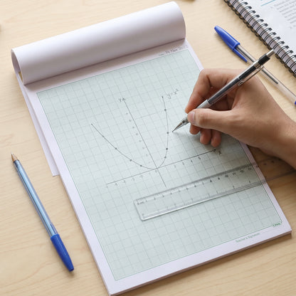 Wukusy Oddy A4 graph paper pad with 1mm square grid, 25 sheets, displaying neatly aligned graph sheets for drawing and plotting.