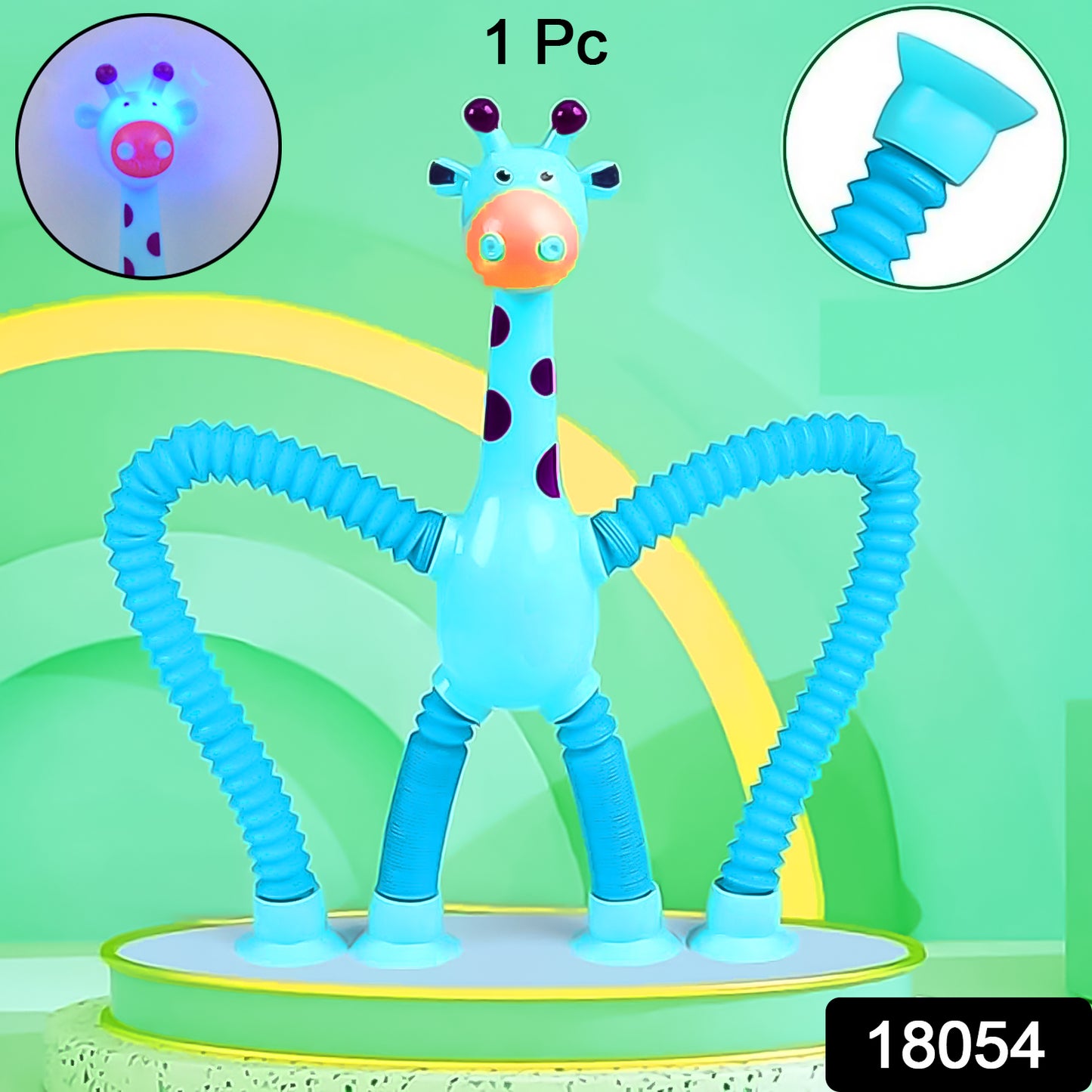 Wukusy LED giraffe telescopic suction cup toy with light-up features, suitable for children and playful decor.