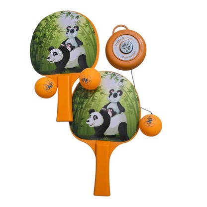 Wukusy hanging table tennis trainer set for kids with adjustable red and white paddles and ball, designed for indoor sports practice.
