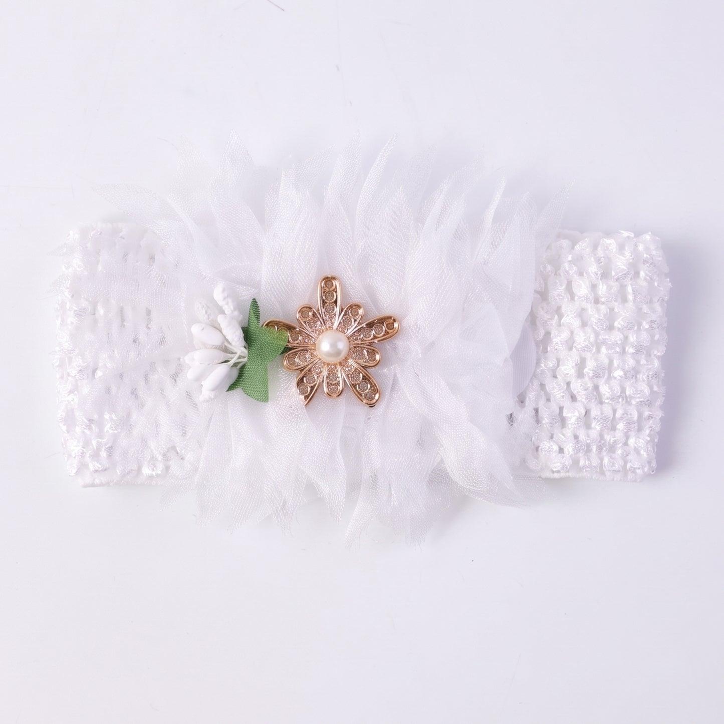 Soft elastic floral baby headband by Wukusy, stylish stretchable hair band with cute floral design for infants.