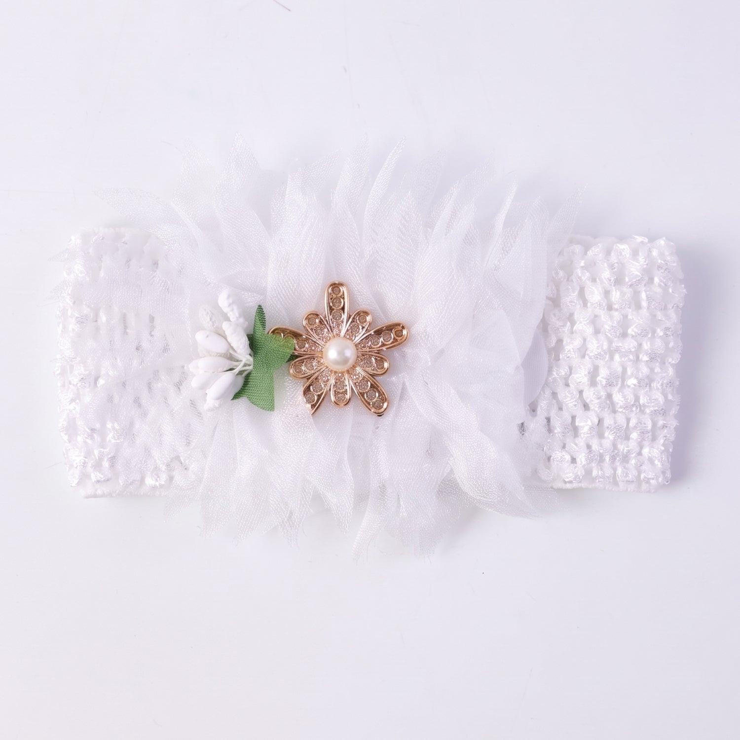 Soft elastic floral baby headband by Wukusy, stylish stretchable hair band with cute floral design for infants.