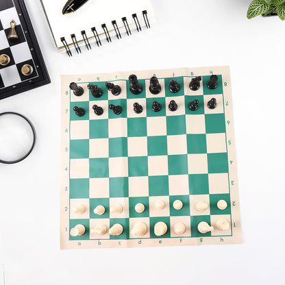 Wukusy Big Premium Portable Plastic Chess Set with black and white chess pieces on a playing board
