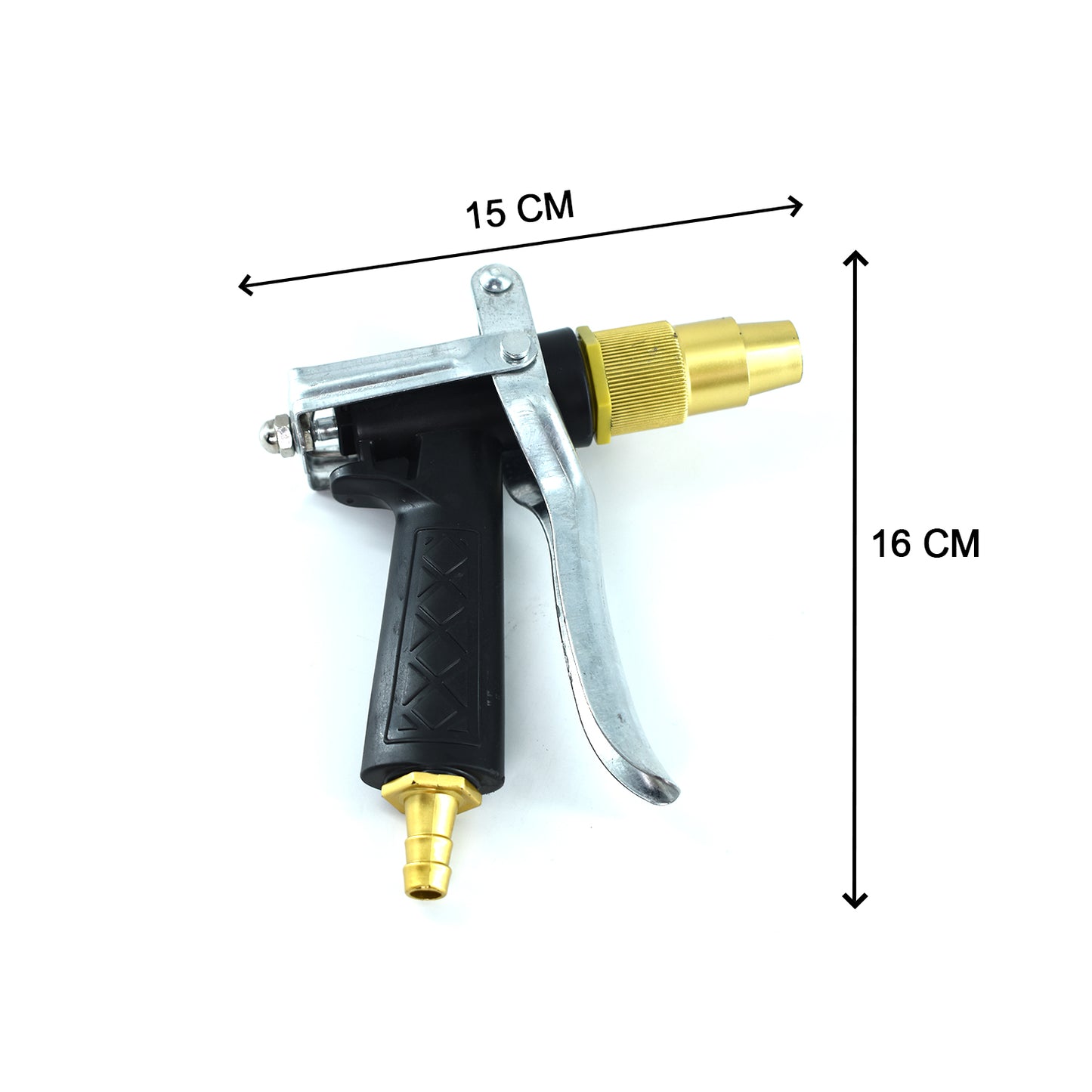 Wukusy 1608 durable gold-plated metal trigger hose nozzle with water lever spray for garden watering and outdoor use