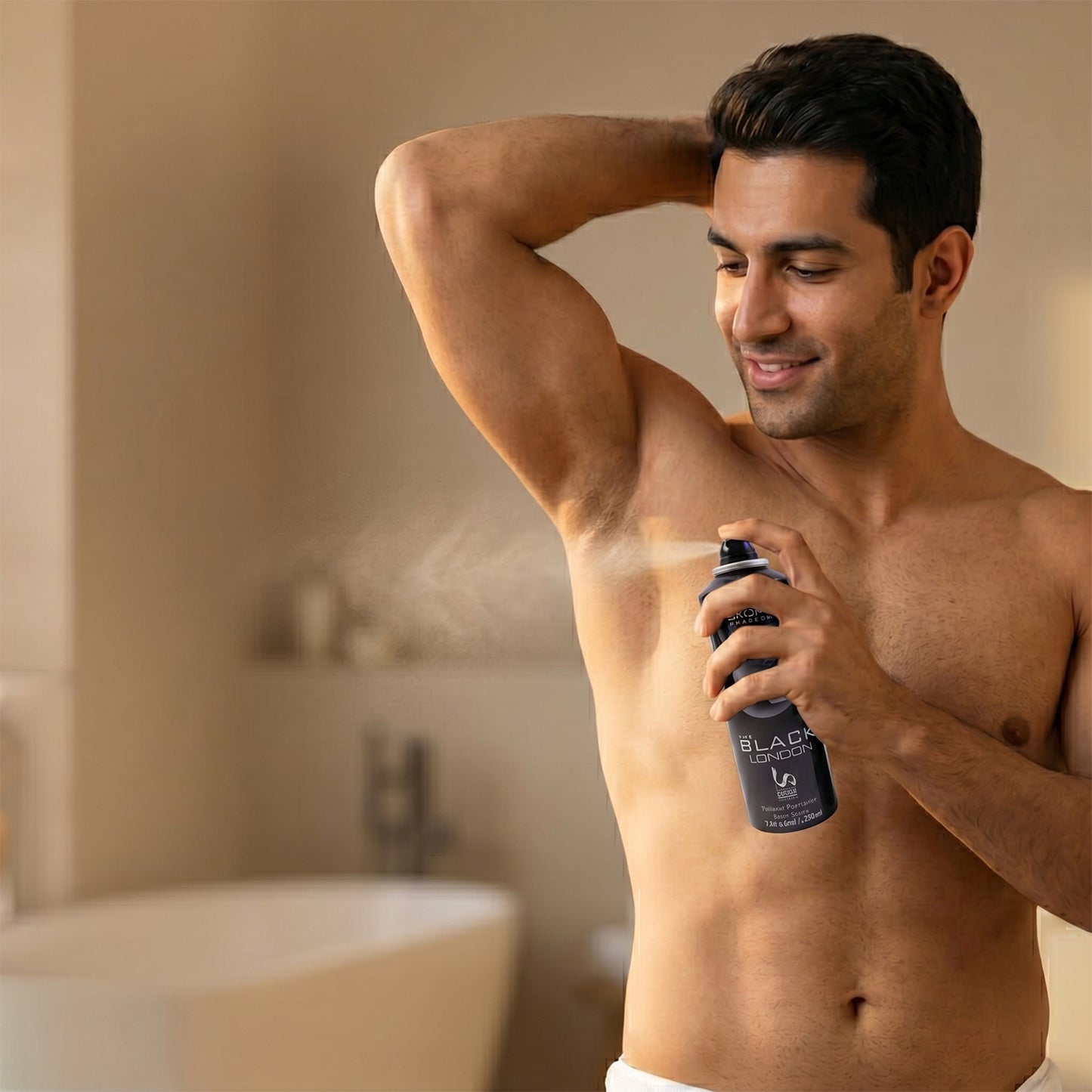 Wukusy Sagar Just Black London Men’s perfume body spray deodorant 200ml bottle with sleek black design.