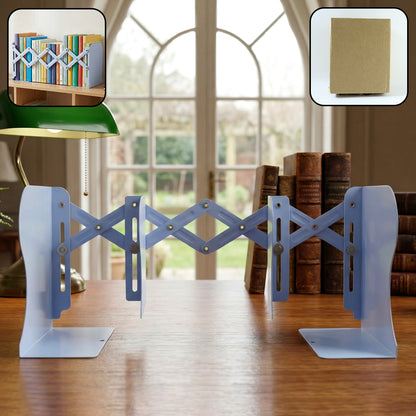Wukusy adjustable expandable book stand holding open a book, made of lightweight, durable material for reading and studying.