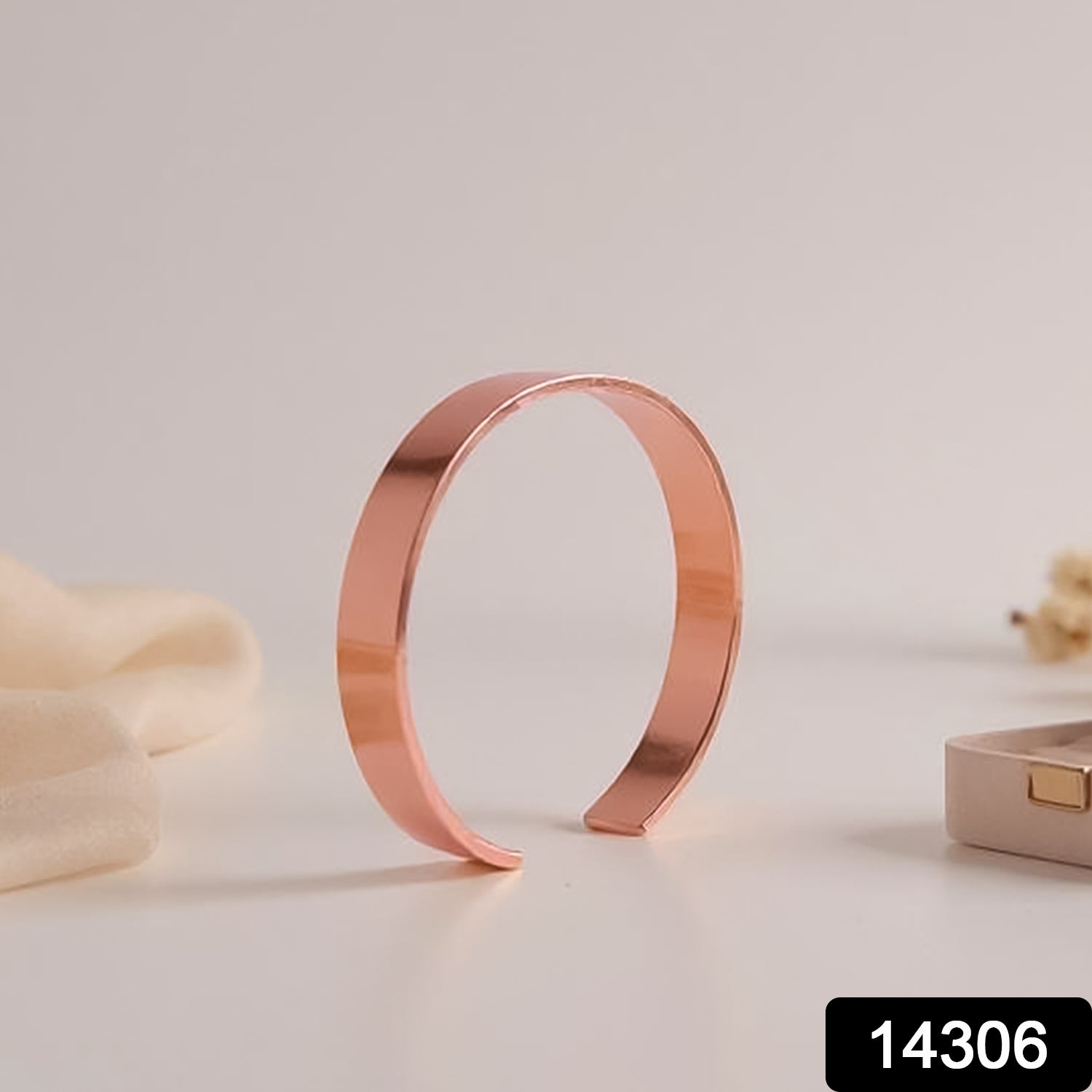 Elegant rose gold-plated open cuff bracelet by Wukusy, featuring a sleek and modern design for stylish fashion accessorizing.