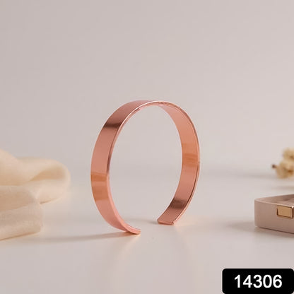 Elegant rose gold-plated open cuff bracelet by Wukusy, featuring a sleek and modern design for stylish fashion accessorizing.