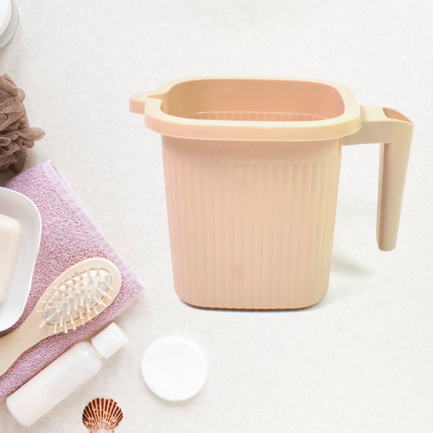 Wukusy plastic square bath water mug in mixed colors, 1000 ml capacity, ideal for home and kitchen use