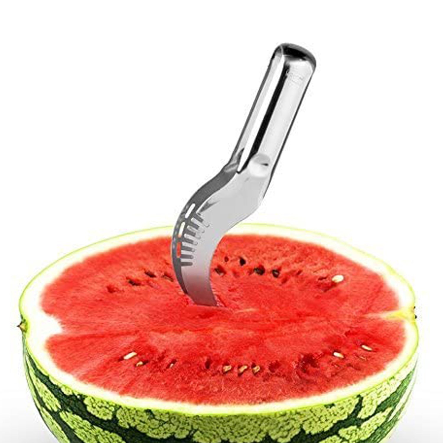 Wukusy watermelon slicer and corer made of stainless steel, designed for easy watermelon cutting and serving in the kitchen.
