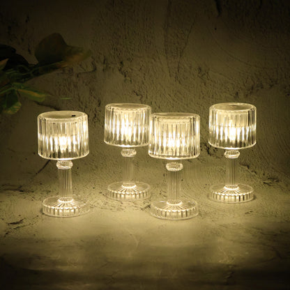 Set of 4 Wukusy LED crystal-effect table lamps for home decor, featuring elegant glass design and ambient lighting.