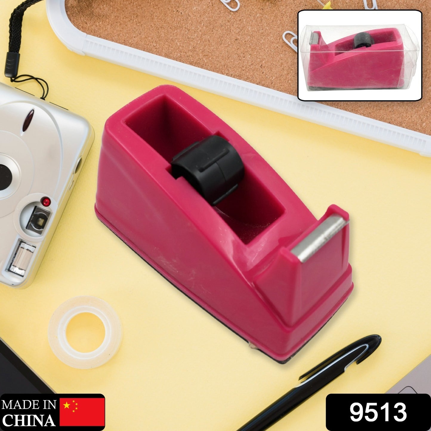 Wukusy plastic tape dispenser cutter for home office use, with ergonomic design and stationary tape for packaging and school supplies.
