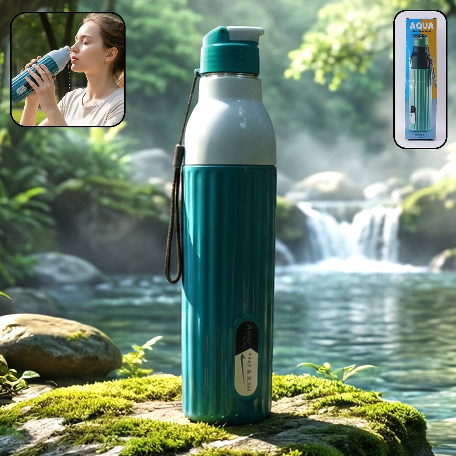 Wukusy Aqua Sports Sipper Water Bottle 1000ml with leak-proof lid and easy-grip design for active hydration.