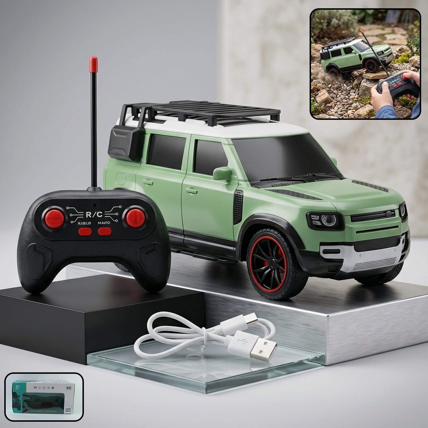 Wukusy high-speed remote control racing car toy for kids and boys, shown on a smooth surface ready for play.