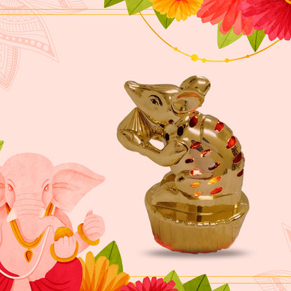 Multicolour LED Mushak for Ganpati decorations, Wukusy brand, featuring vibrant multicolored LED lights on a decorative home improvement ornament.