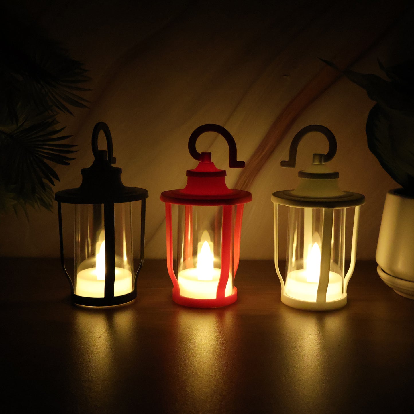 Set of 12 Wukusy decorative lantern-shaped flameless LED candles for home decor, featuring warm, flickering light.