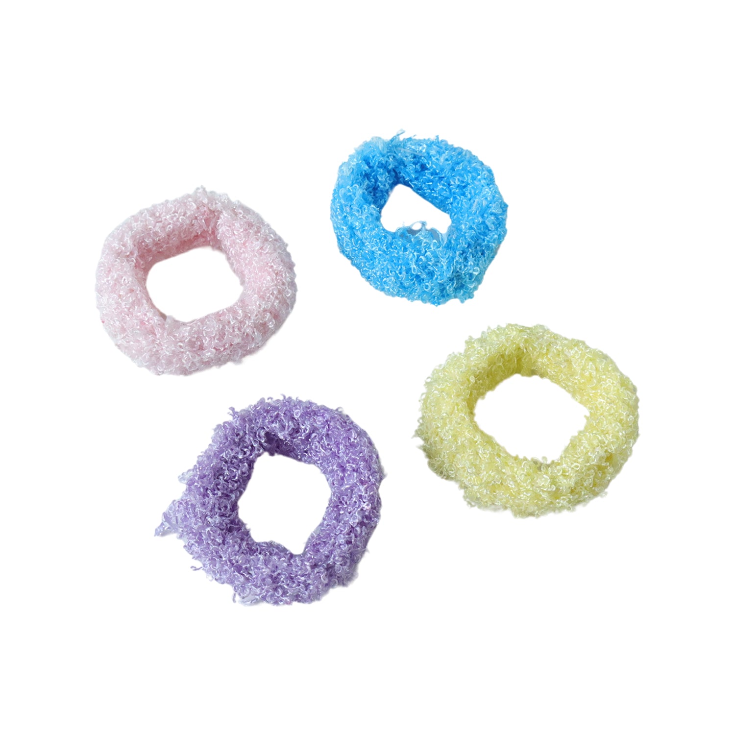 Set of 8 soft terry elastic hair bands by Wukusy, shown in various colors on a white background.