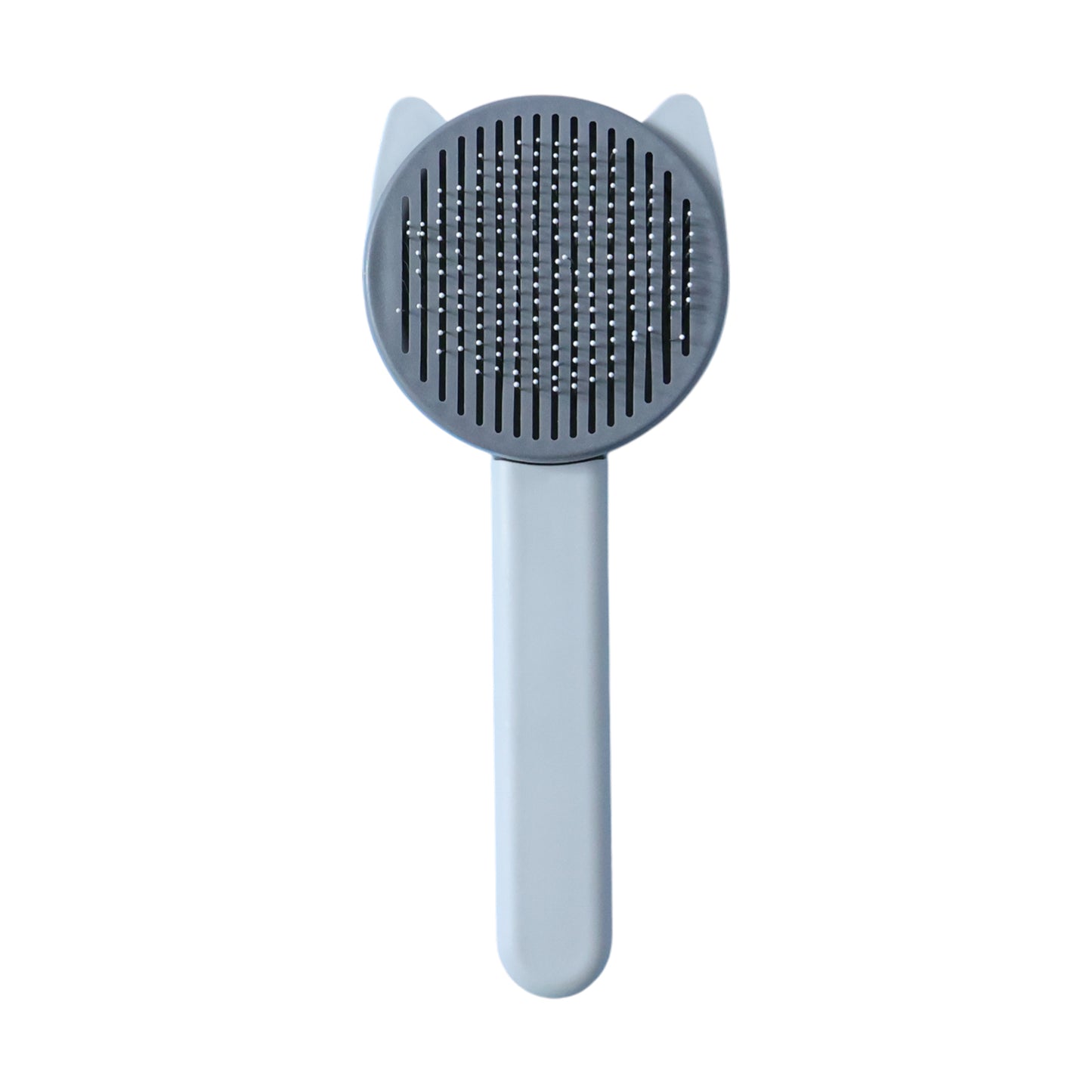 Wukusy soft pet hair removal needle comb showing fine metal teeth for gentle grooming of cats and dogs.