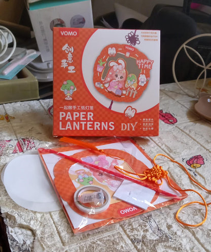 Wukusy handmade cartoon paper lanterns, hollow-out design with LED illumination, perfect for festival and party decor.