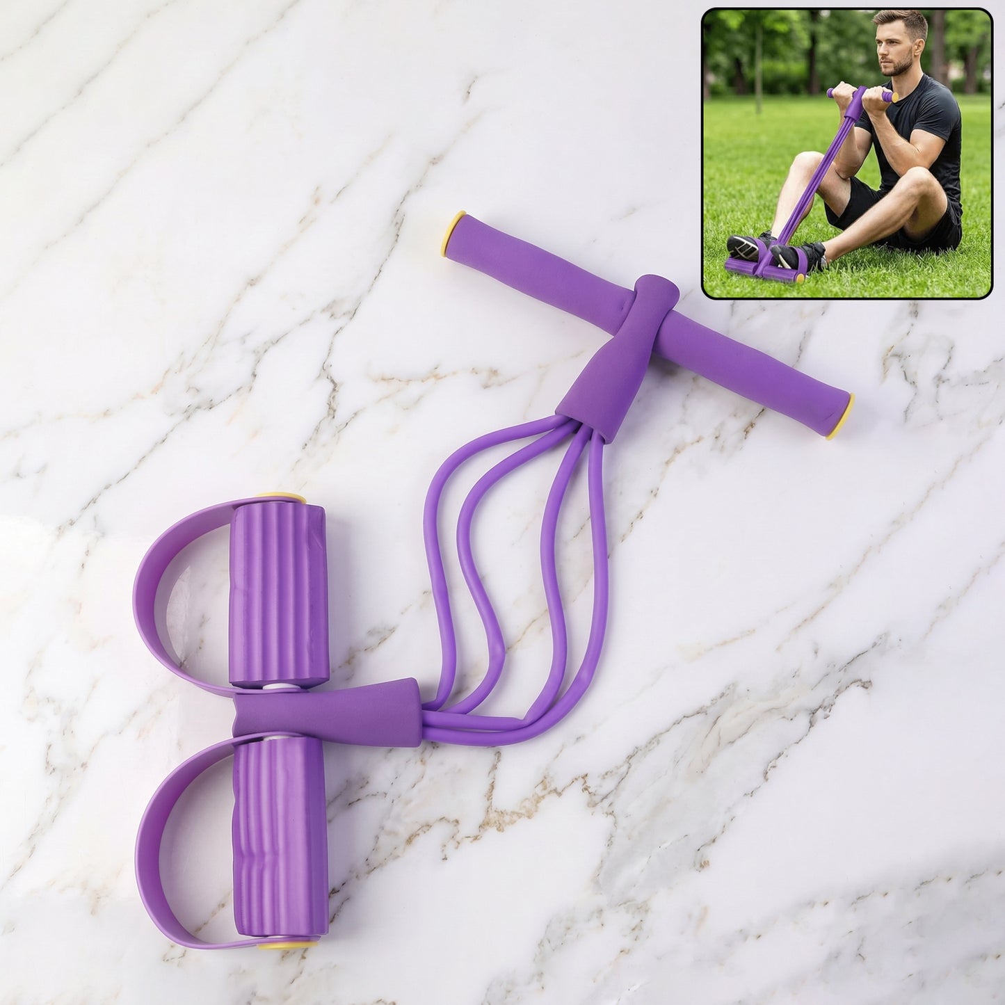 Wukusy portable pull rope resistance exerciser with foot pedal support, compact workout equipment for strength training and rehabilitation