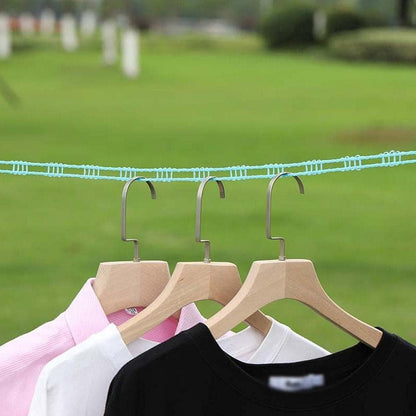 Wukusy 3-meter Windproof anti-slip nylon clothes drying line with hooks, suitable for indoor, outdoor, camping, and travel laundry use.