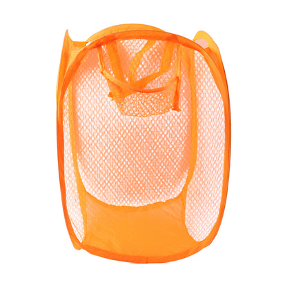 Wukusy foldable mesh laundry hamper with pop-up design, lightweight and breathable for easy laundry organization.