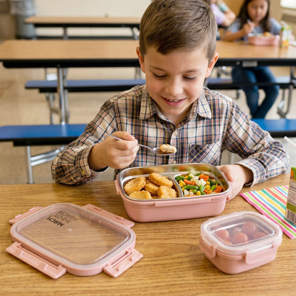 Wukusy Ganesh Alpha Junior stainless steel lunch box set with 650ml and 140ml containers, durable food storage for kids