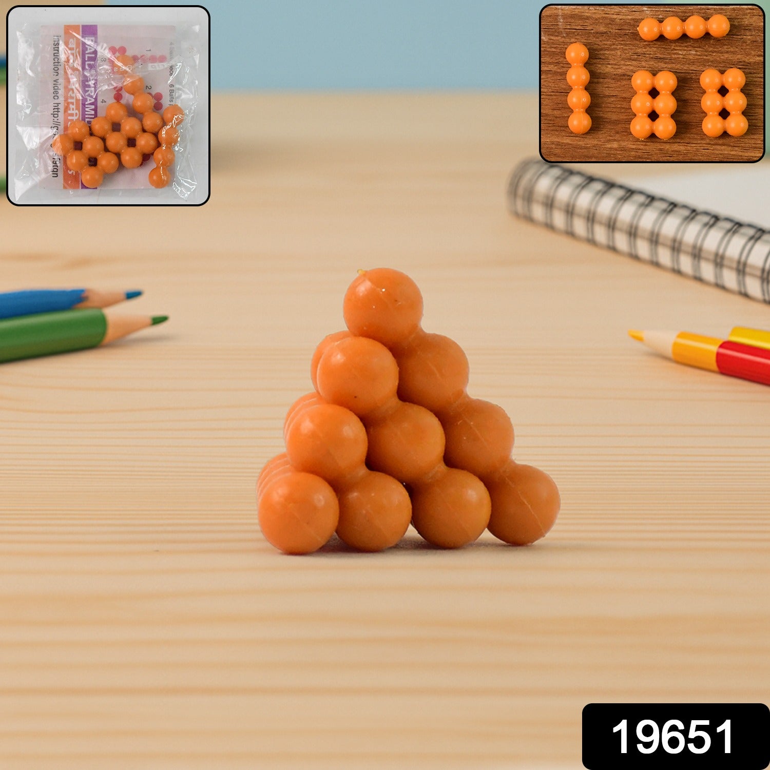 Wukusy ball pyramid 3D puzzle toy with interconnected metal balls and rods, designed for brain teaser and building fun.
