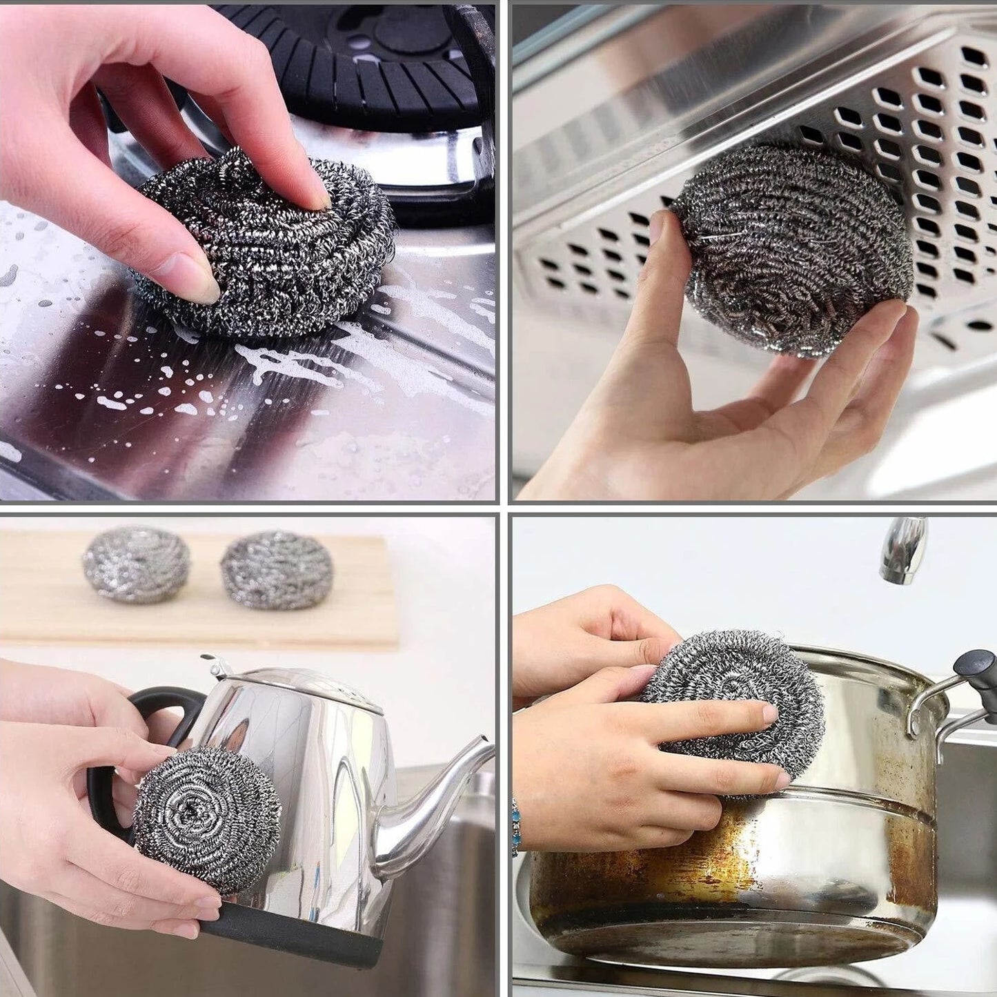 Wukusy stainless steel kitchen scrubber, 25g, durable and effective for cleaning cookware and surfaces.