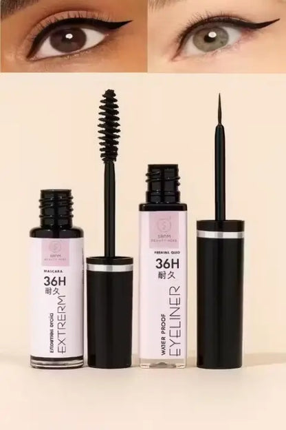 All Beauty waterproof eyeliner and volumizing mascara combo pack, featuring two versatile makeup products for eye enhancement.
