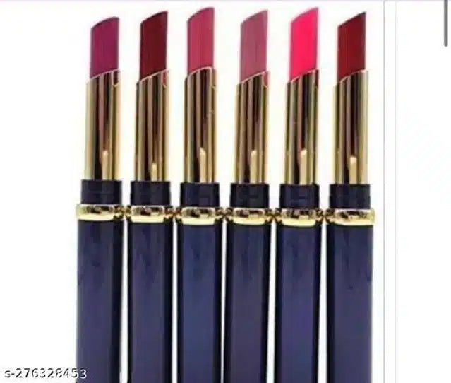 Set of six multicolor premium matte lipsticks by 11012, showcasing vibrant shades in a sleek lipstick pack.