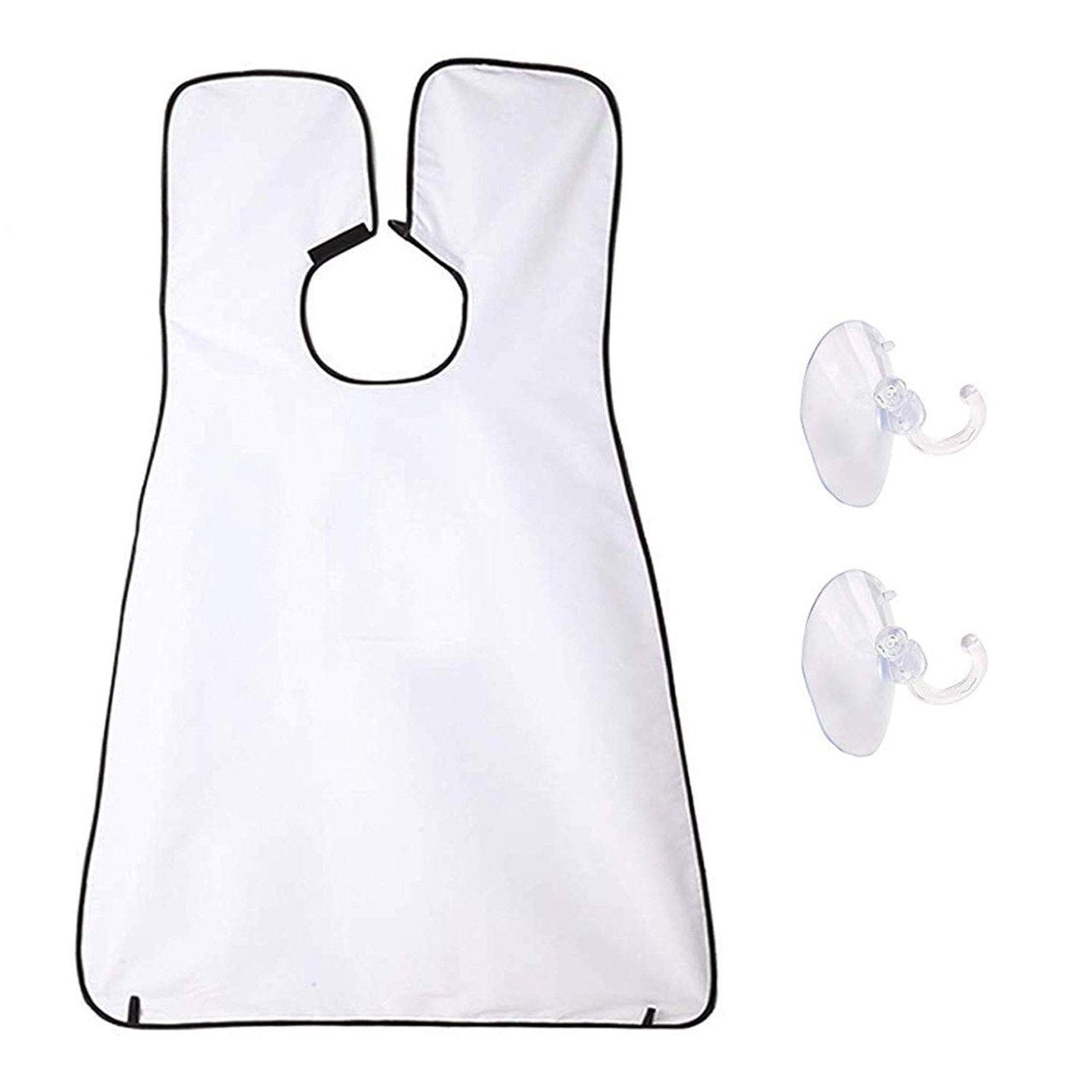 Wukusy 1417 Beard Apron Hair Clippings Catcher Grooming Bib laid flat, showing adjustable neck strap and waterproof material for grooming.