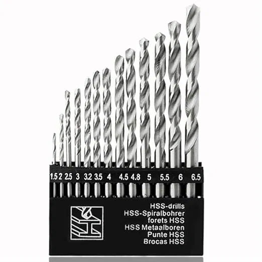 Hand tool drill bit set for wood, iron, aluminum, and plastic by brand 11798, with one-piece drill bits for versatile use