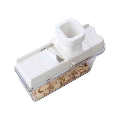 Wukusy 117 stainless steel vegetable and dry fruit slicer cutter with multiple blades for precise slicing and dicing.