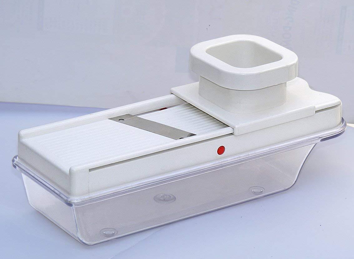 Wukusy 117 stainless steel vegetable and dry fruit slicer with multiple blades for precise slicing of fruits and vegetables.