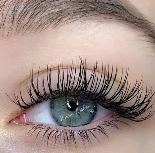 1238 Bonjour 3D false eyelashes with glue, showing full set of dramatic 3D false eye lashes on a white background.