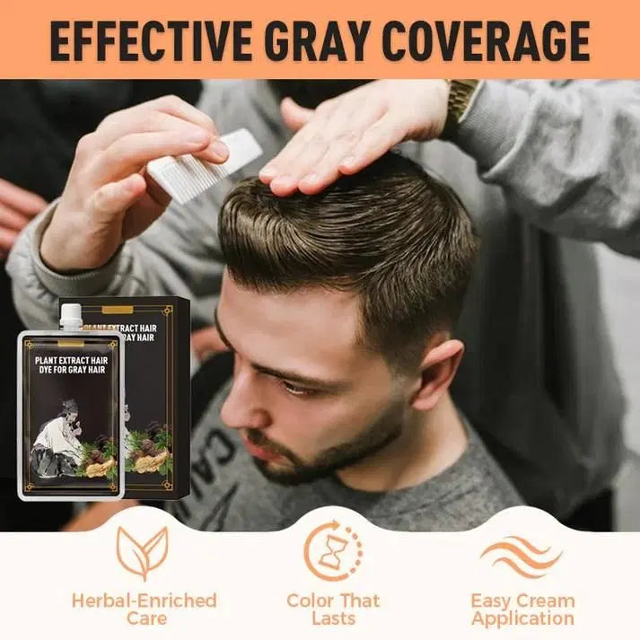 Two 1238 plant extract hair dye combs for gray hair, 200 ml each, designed for natural hair coloring and gray hair coverage.