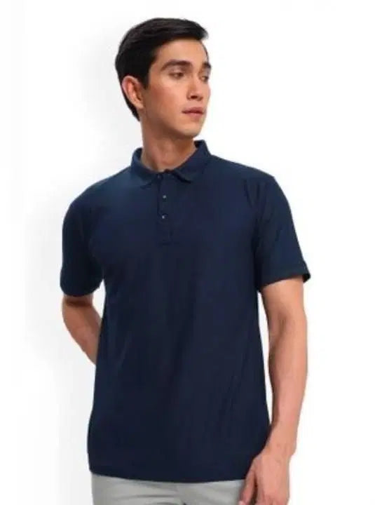 Set of three 1238 men's poly cotton solid half-sleeve polo T-shirts, casual and comfortable men's T-shirts for everyday wear.
