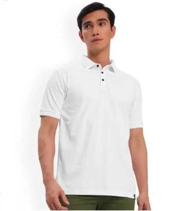 Pack of three 1238 men's polo T-shirts in solid poly cotton, featuring half sleeves and classic polo collar.