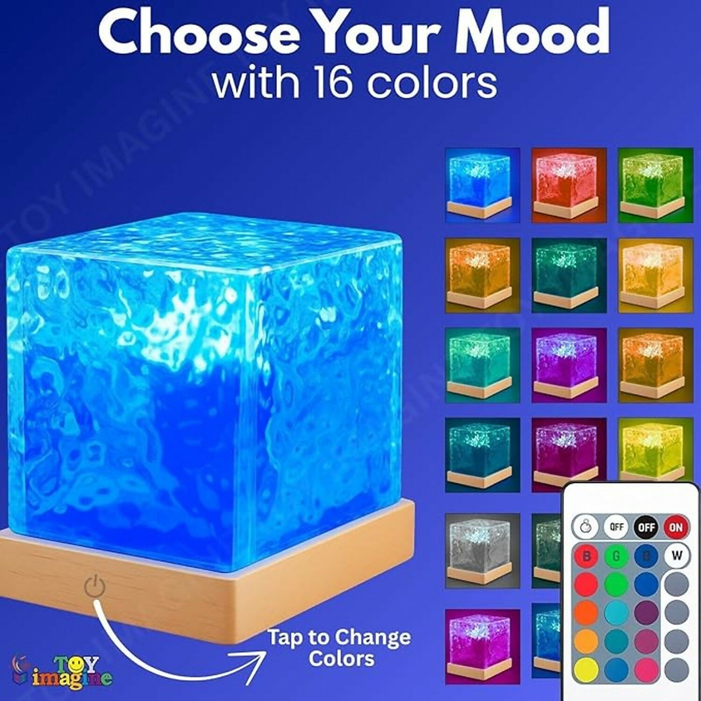 Wukusy crystal cube LED night lamp with remote control, RGB color-changing light, ideal for relaxing or decorative lighting in a room