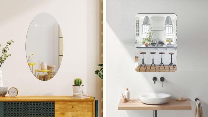 Set of 13064 makeup mirrors including oval and square-shaped mirrors, featuring sleek designs for everyday beauty routines.
