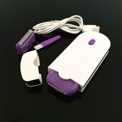 Purple rechargeable epilator and hair remover for men by 13162, featuring smooth touch and pain-free hair removal with sensor technology.