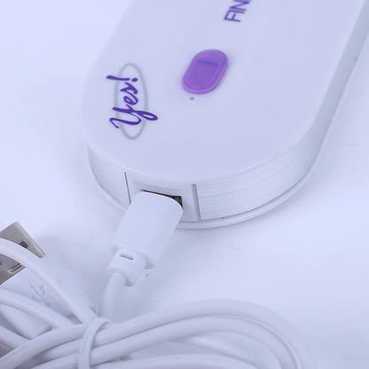Purple rechargeable epilator and hair remover for men with smooth touch, pain-free, instant hair removal, sensor technology.